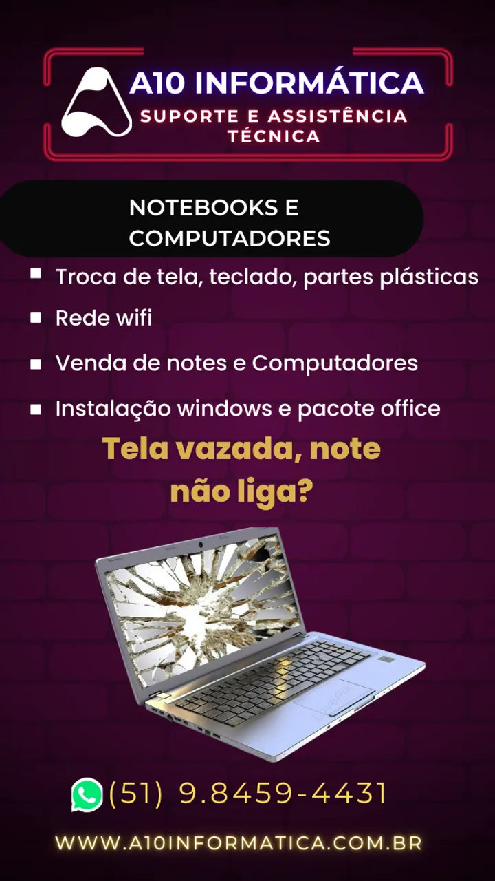 A10 Informática, suporte, infra, cabeamento, redes, notebooks e computadores