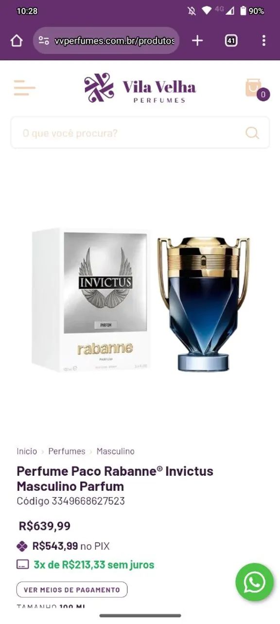 Perfume Paco Rabanne Invictus Masculino - 100ml