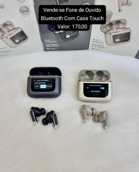 Fone de Ouvido Bluetooth com Case Touch - Novo