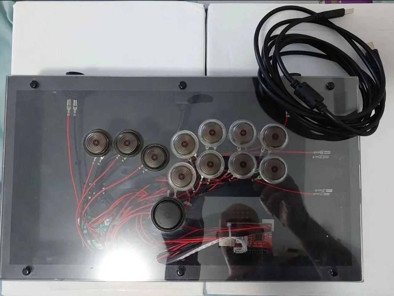 Controle Hitbox Fight Box Custom, Botões Punk Workshop e espaço