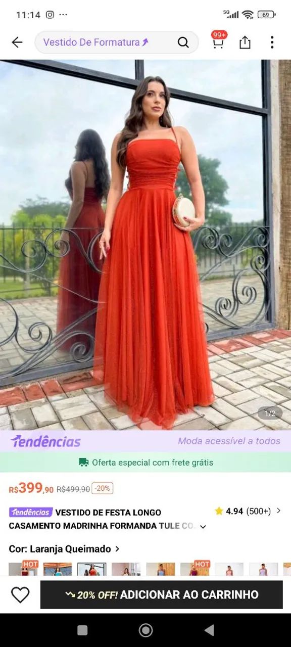 VESTIDO DE FESTA TERRACOTA  - Foto 3