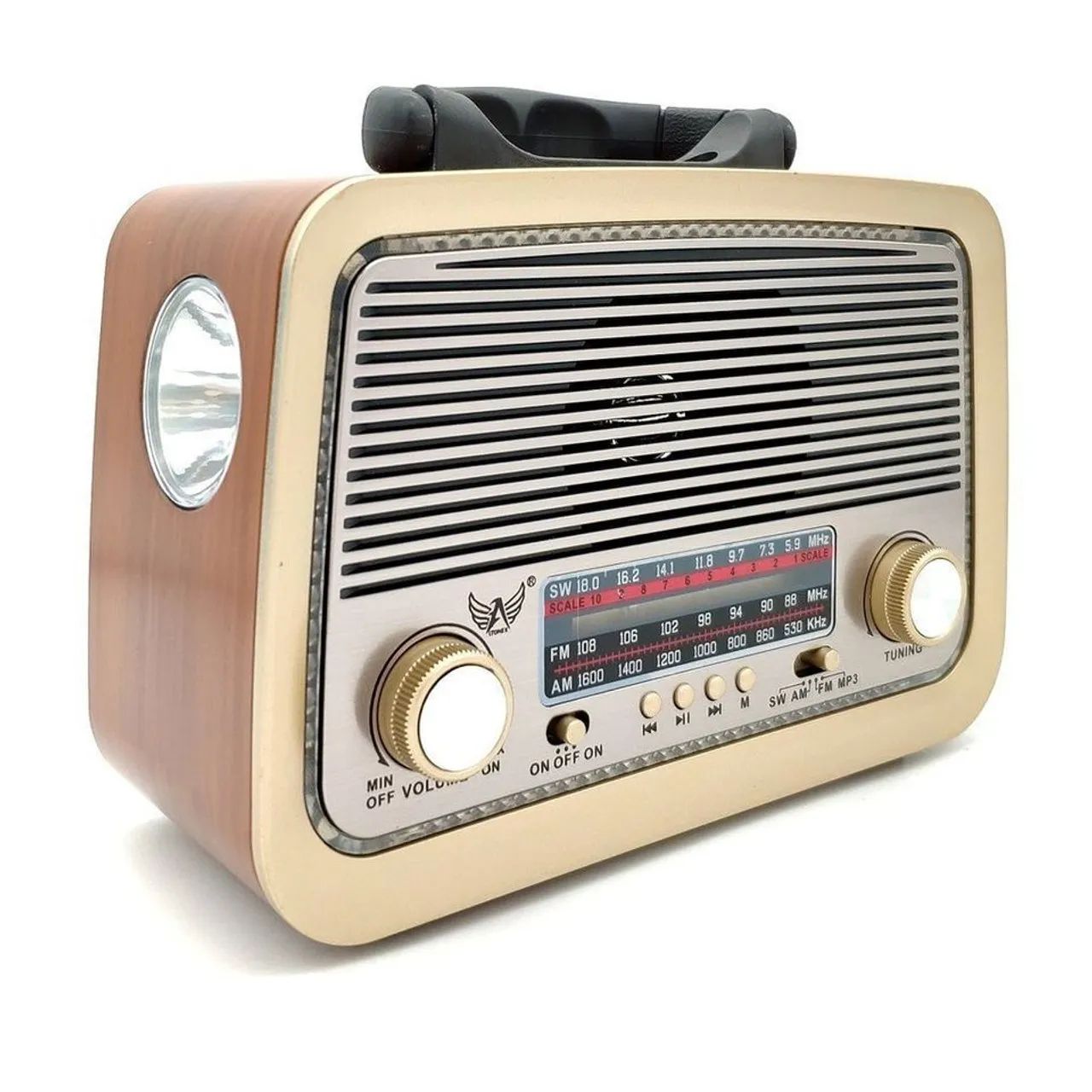 Rádio Vintage com Bluetooth e Lanterninha