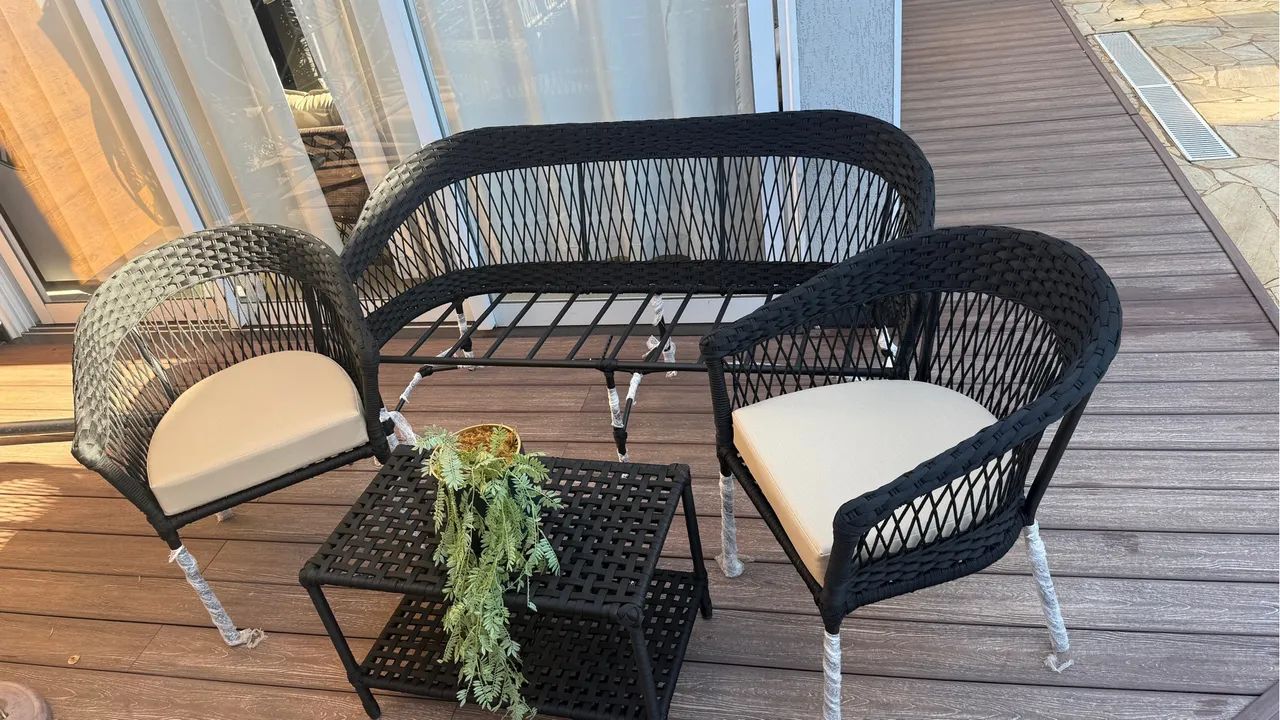 Conjunto de Sofá 3 pecas em alumínio com tricô nautico 3900 - Foto 4