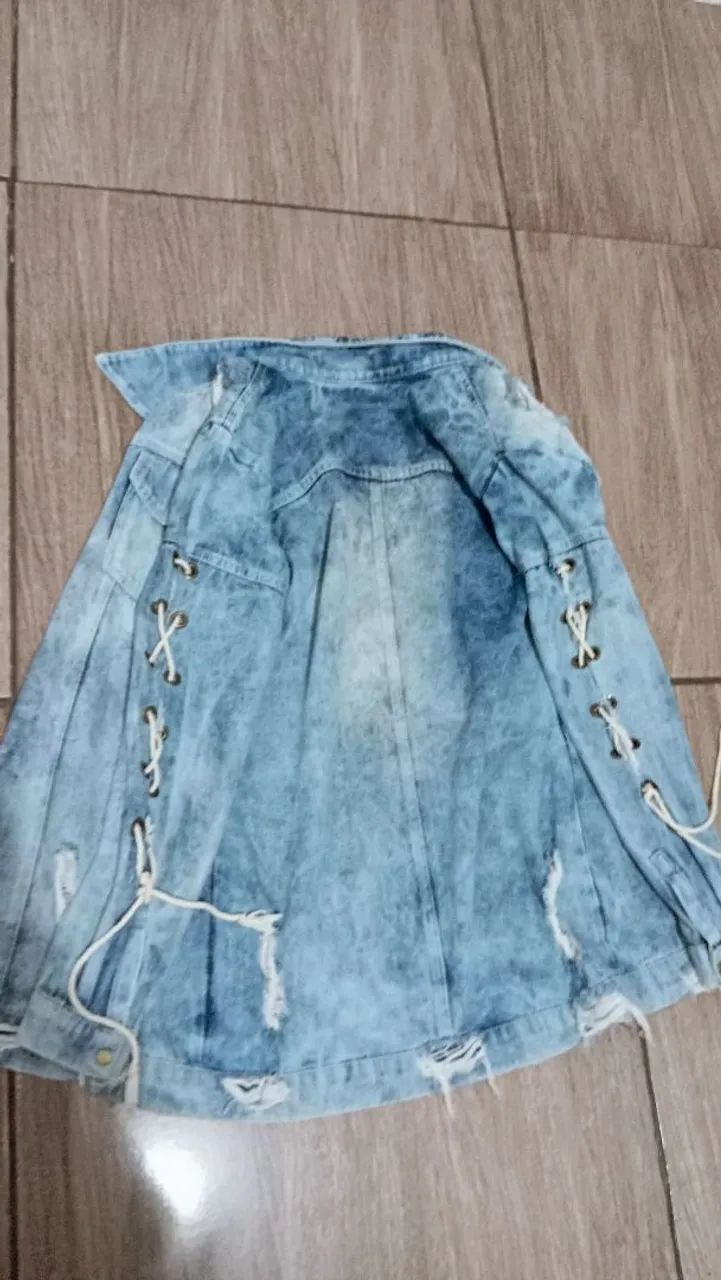 Maxi Jaqueta Jeans Destroyed,estado de nova ,Tam M 38/40 - Foto 4
