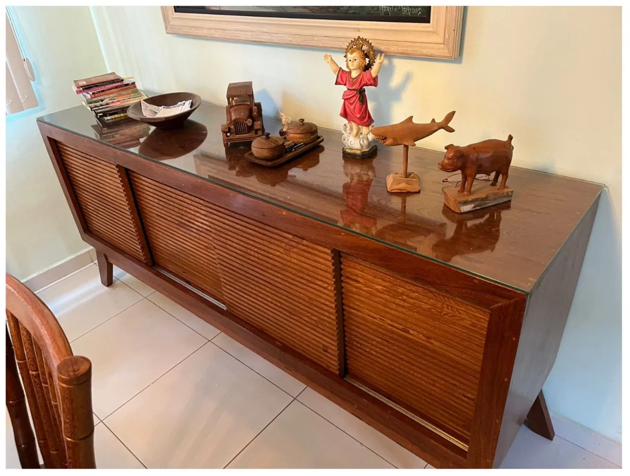 1 Buffet portas corrediças - madeira maciça angelim