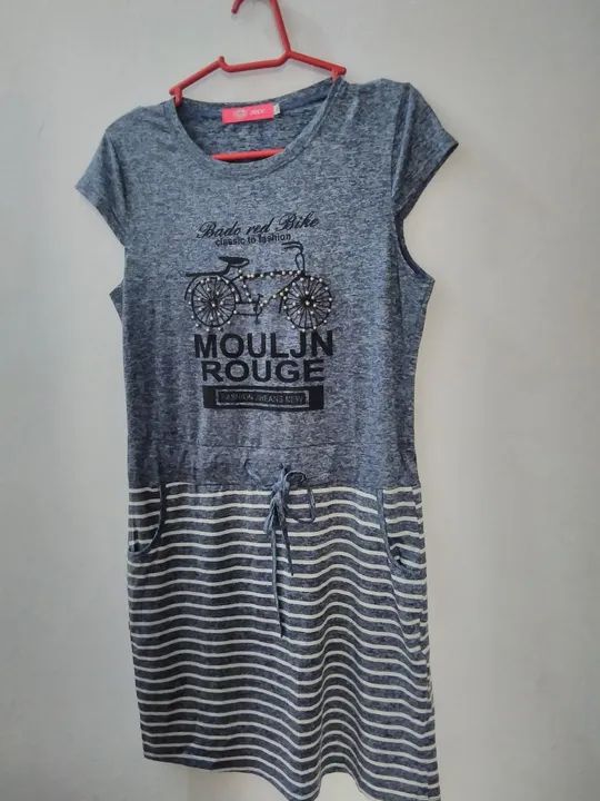 Vestido Moletom Cinza com Estampa de Bicicleta - Foto 4