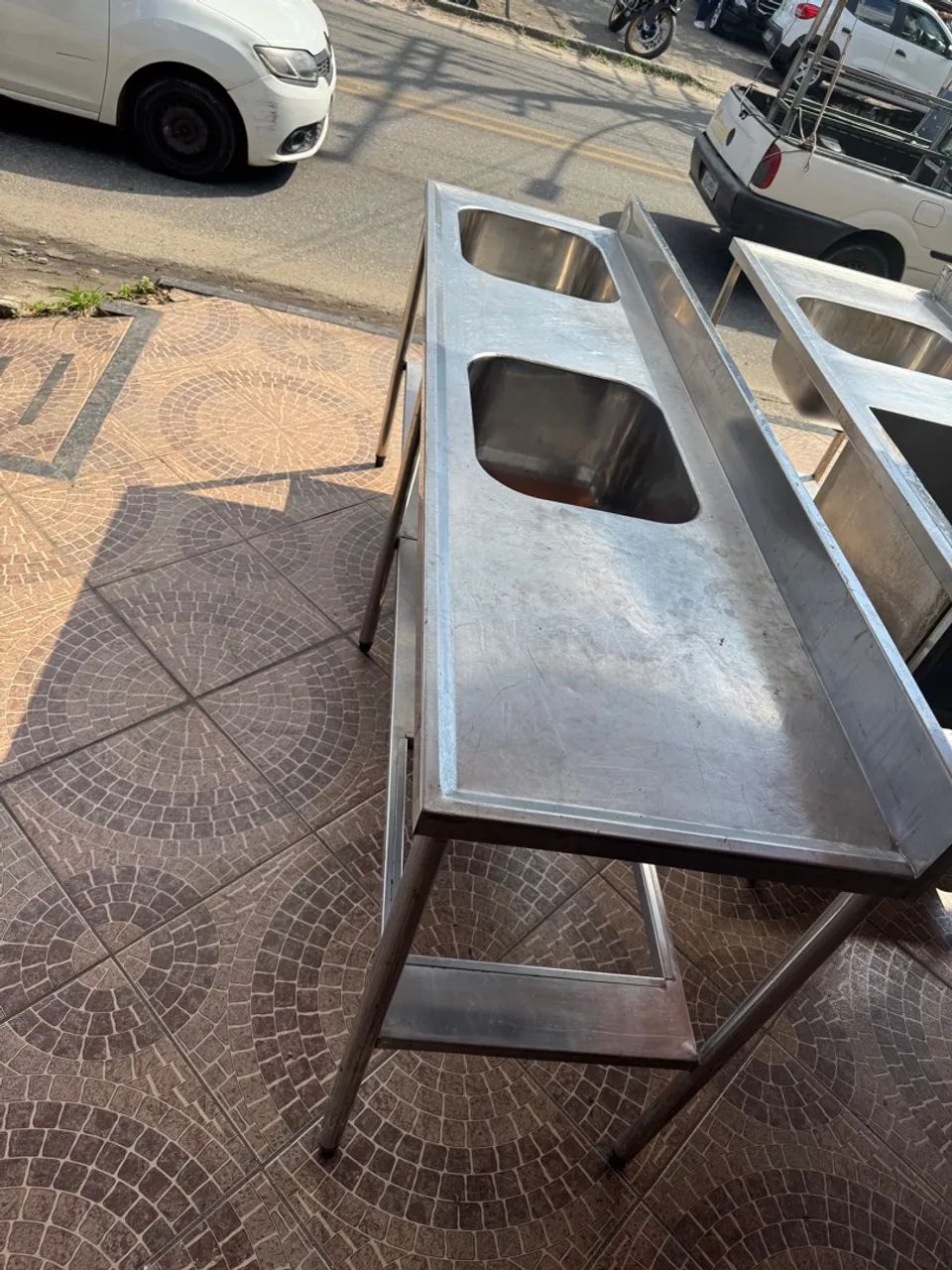 Pia de inox dupla para comercio