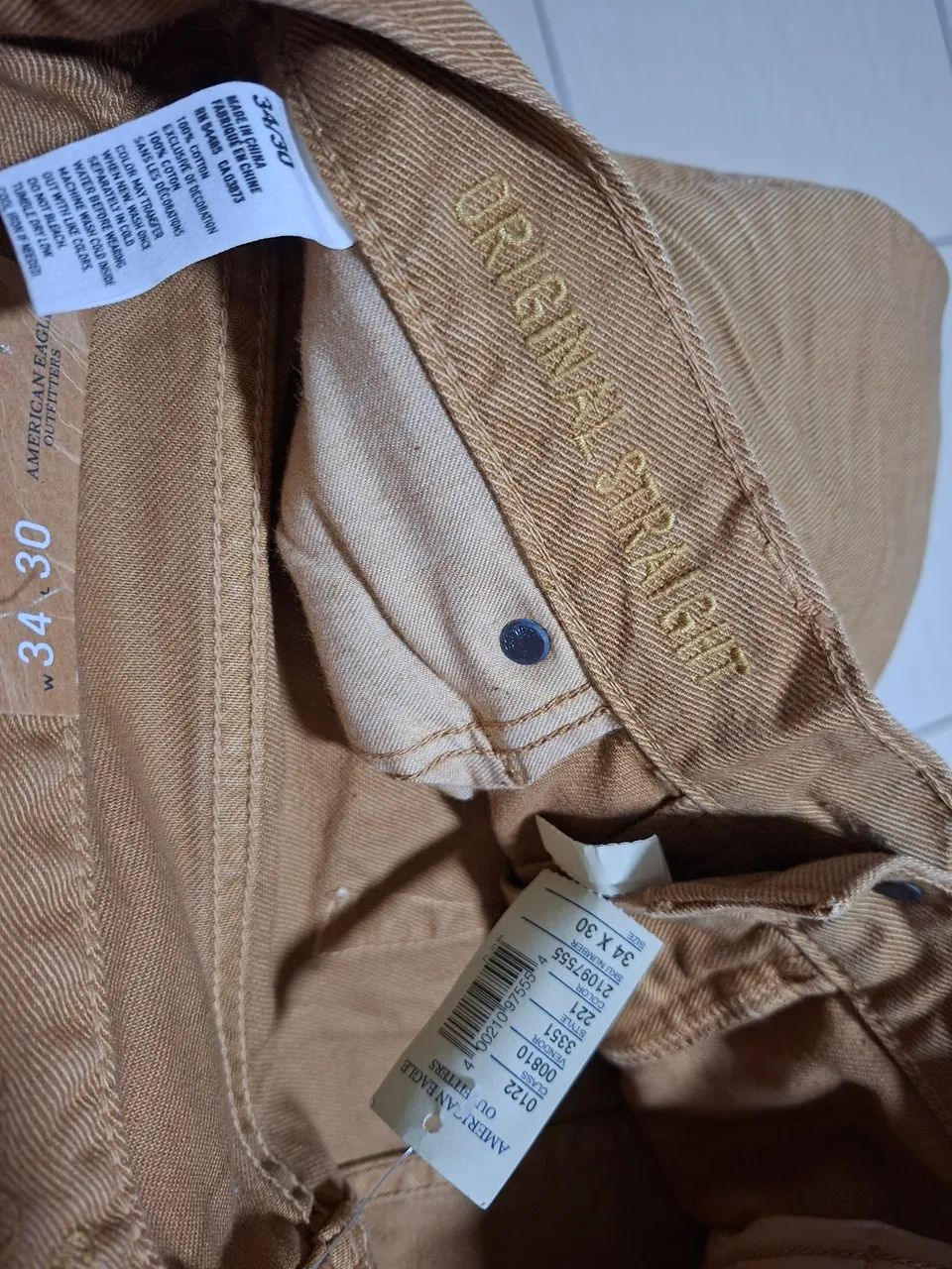 Calça, American Eagle, Straight, n.44 Brasil, Nova, Made  Americana. - Foto 3