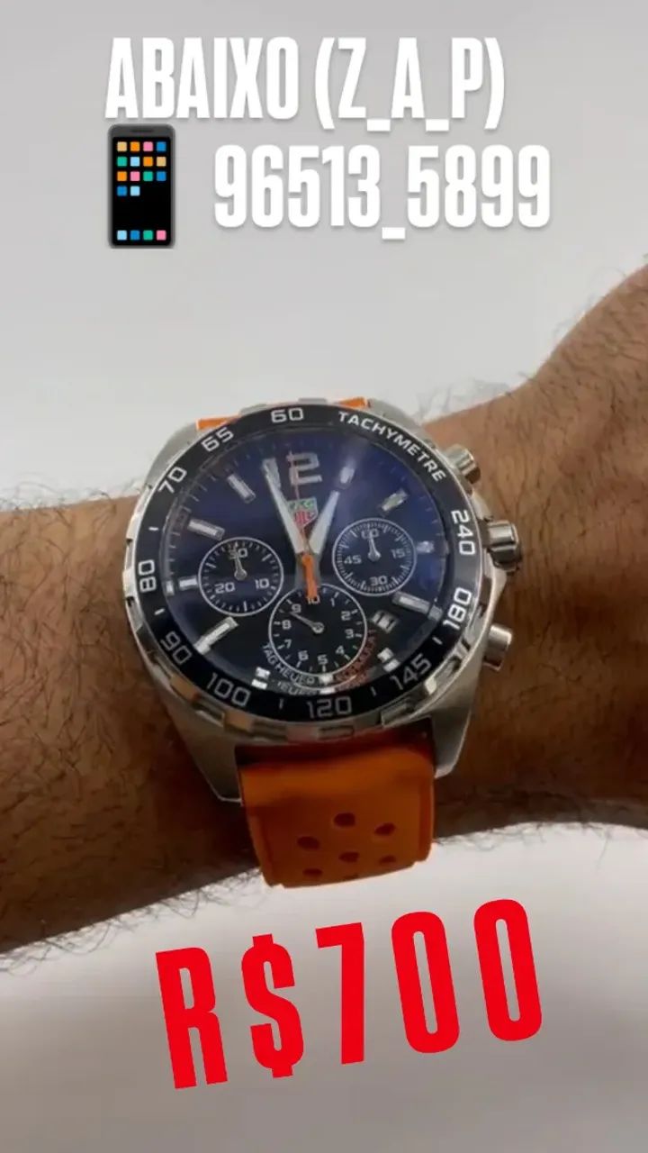 Relógio TAG HEUER FORMULA 1 FUNCIONAL PULSEIRA DE SILICONE LARANJA - Foto 2