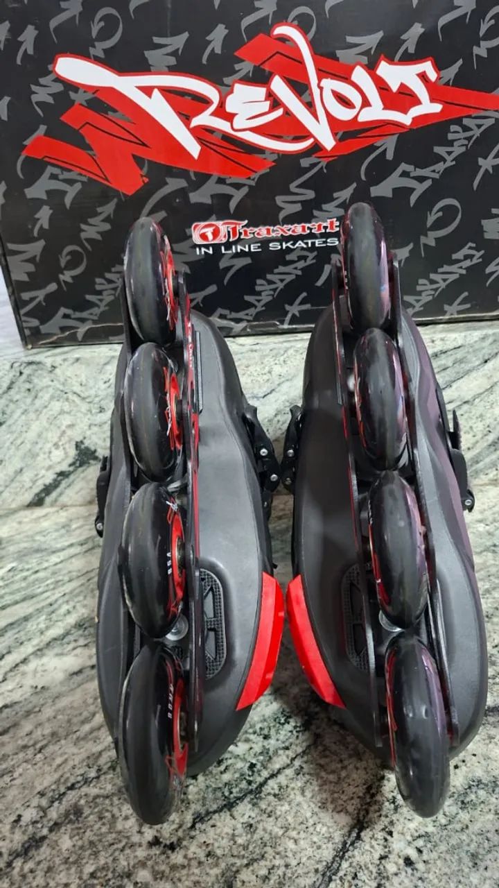 PATINS REVOLT PRETO COM RODAS PRETAS - 80MM ABEC-9 - Foto 4