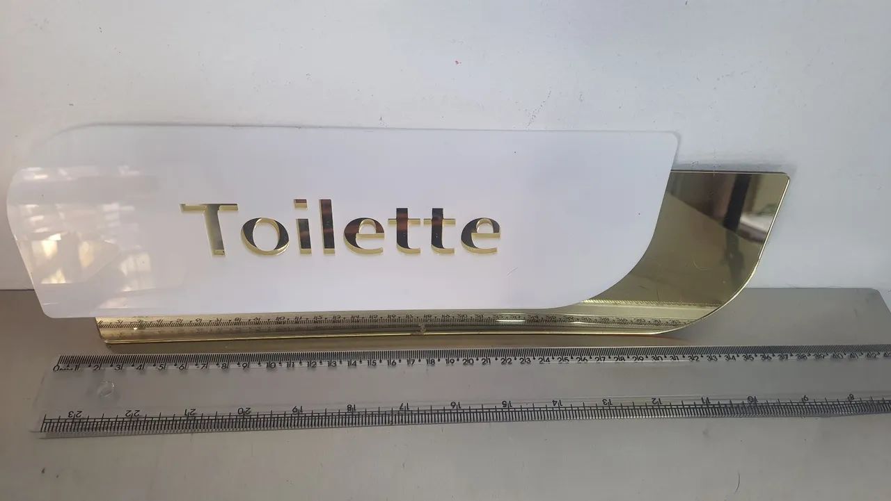 Placa de Sinalização para porta de acrílico espelhado Branco e Dourado  - Foto 2