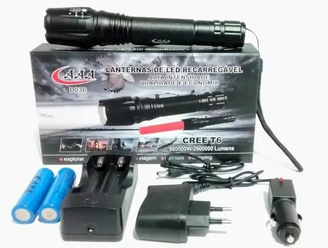 Lanterna Led T6 2 Baterias Recarregável Com Zoom Mais Forte X2000 wpp:43. *