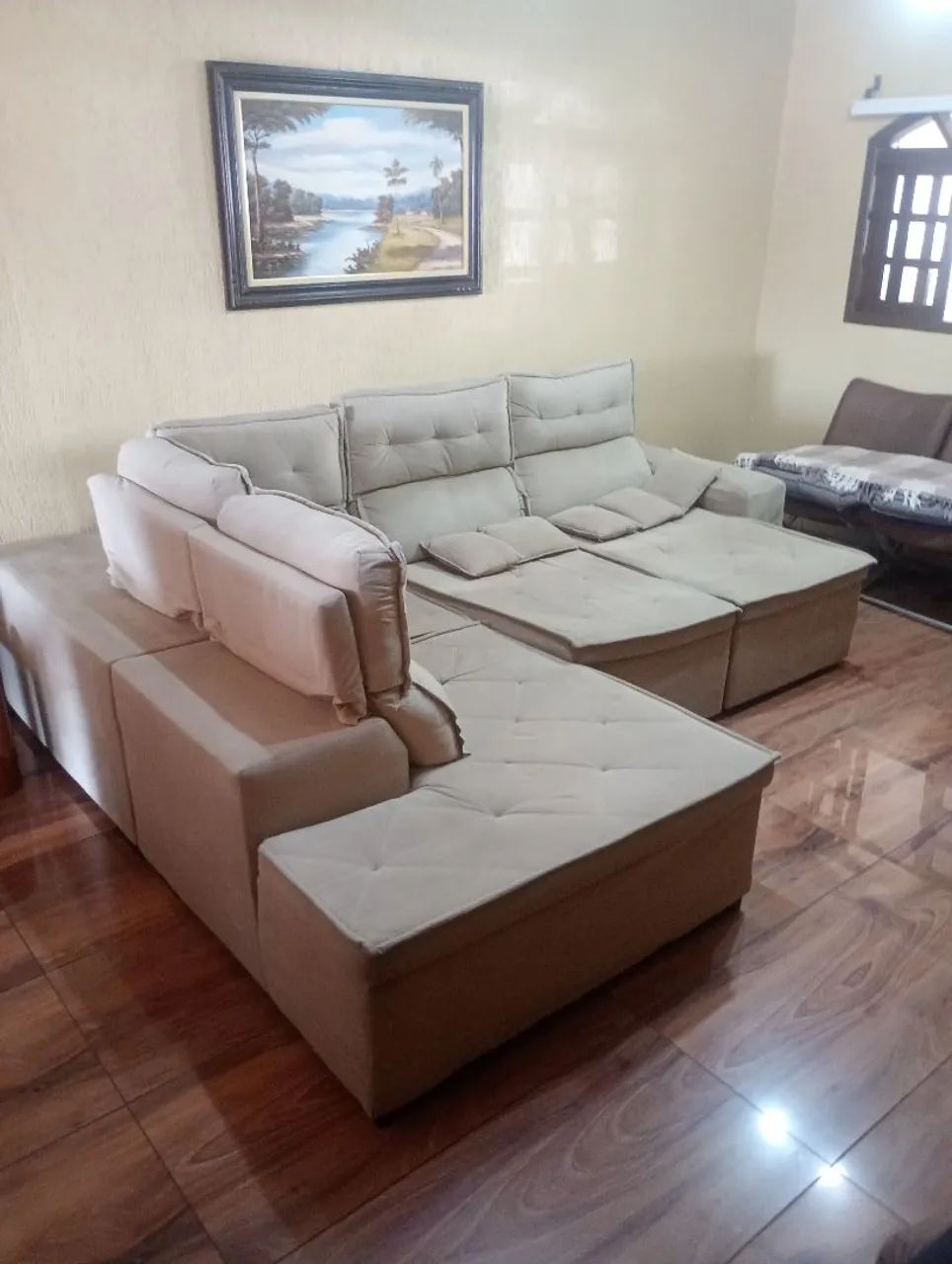 Sofá grande retrátil e reclinável de canto 5 lugares  - Foto 3