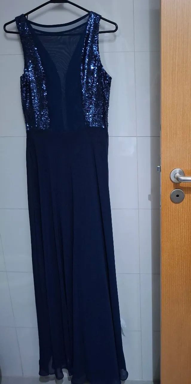 Vestido Longo Azul bordado - Foto 4