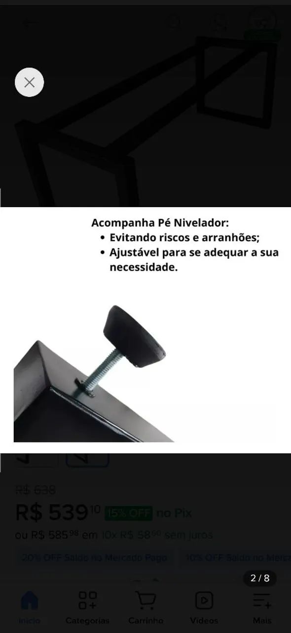 Pé para mesa em metalon  - Foto 3
