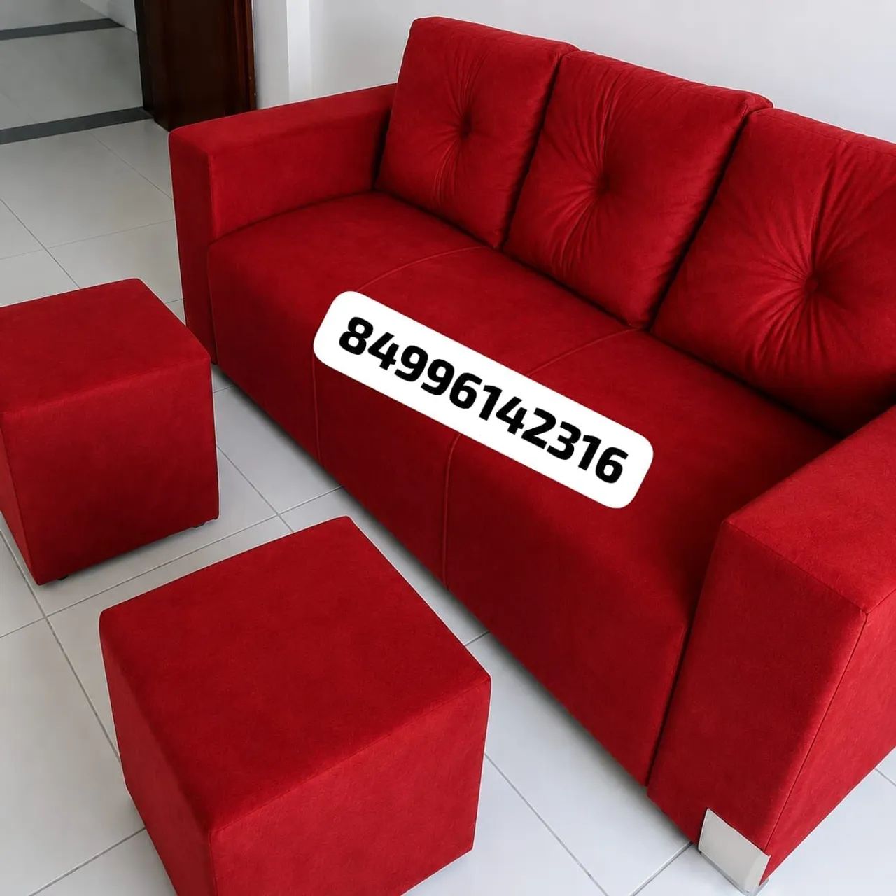 Sofá 3 lugares com 2 puffs  - Foto 2