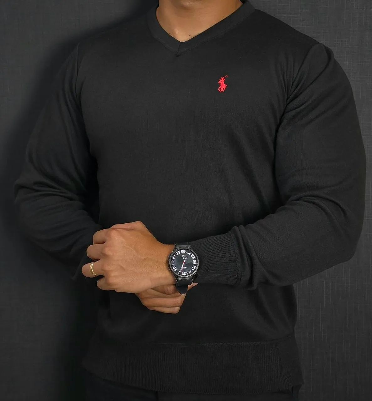 Suéter Ralph básico clássico - cor  preto  - Foto 3