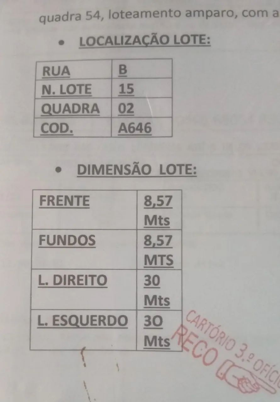 Terreno 8x30 