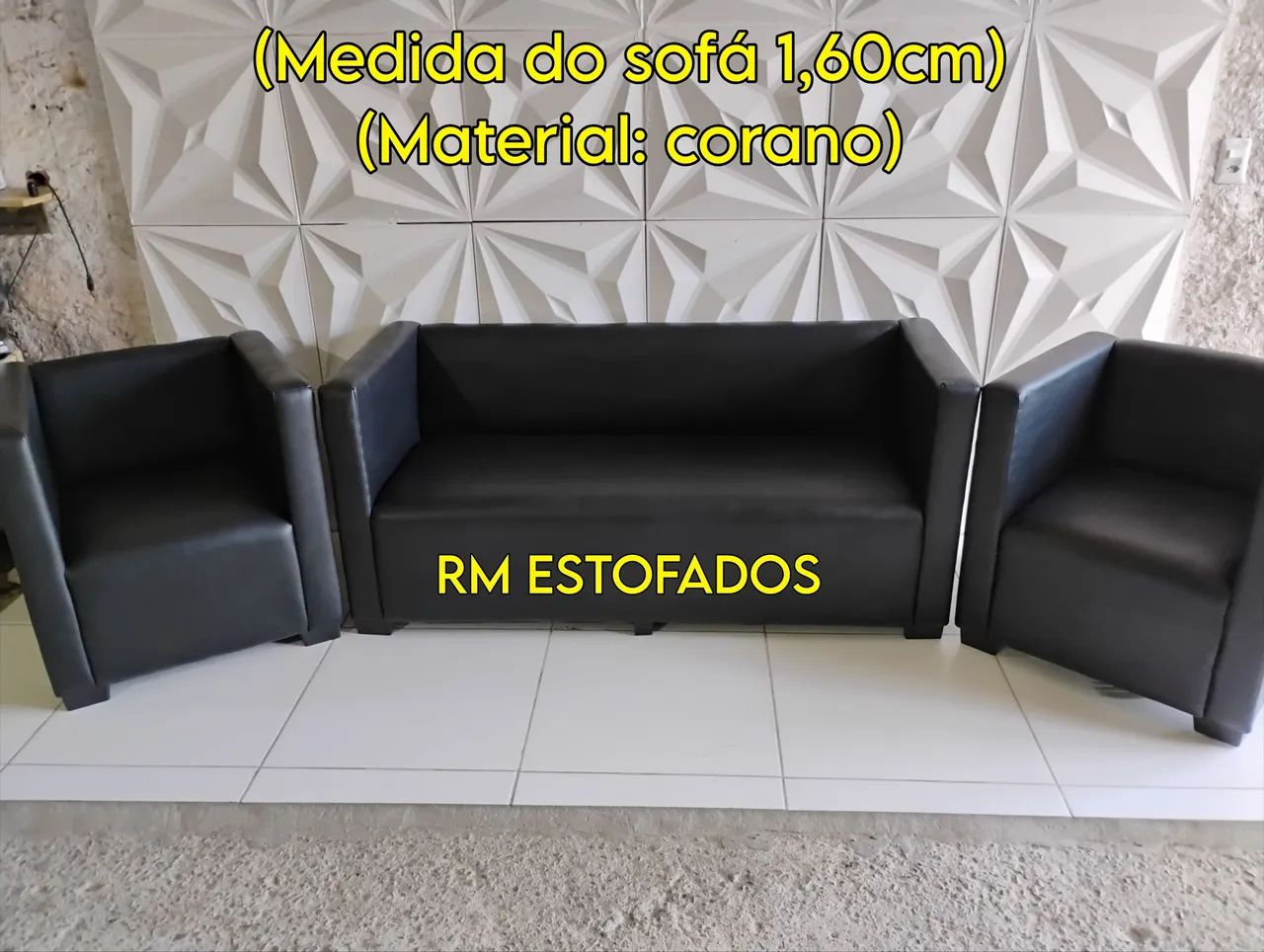 Kit sofá com poltronas para barbearia 