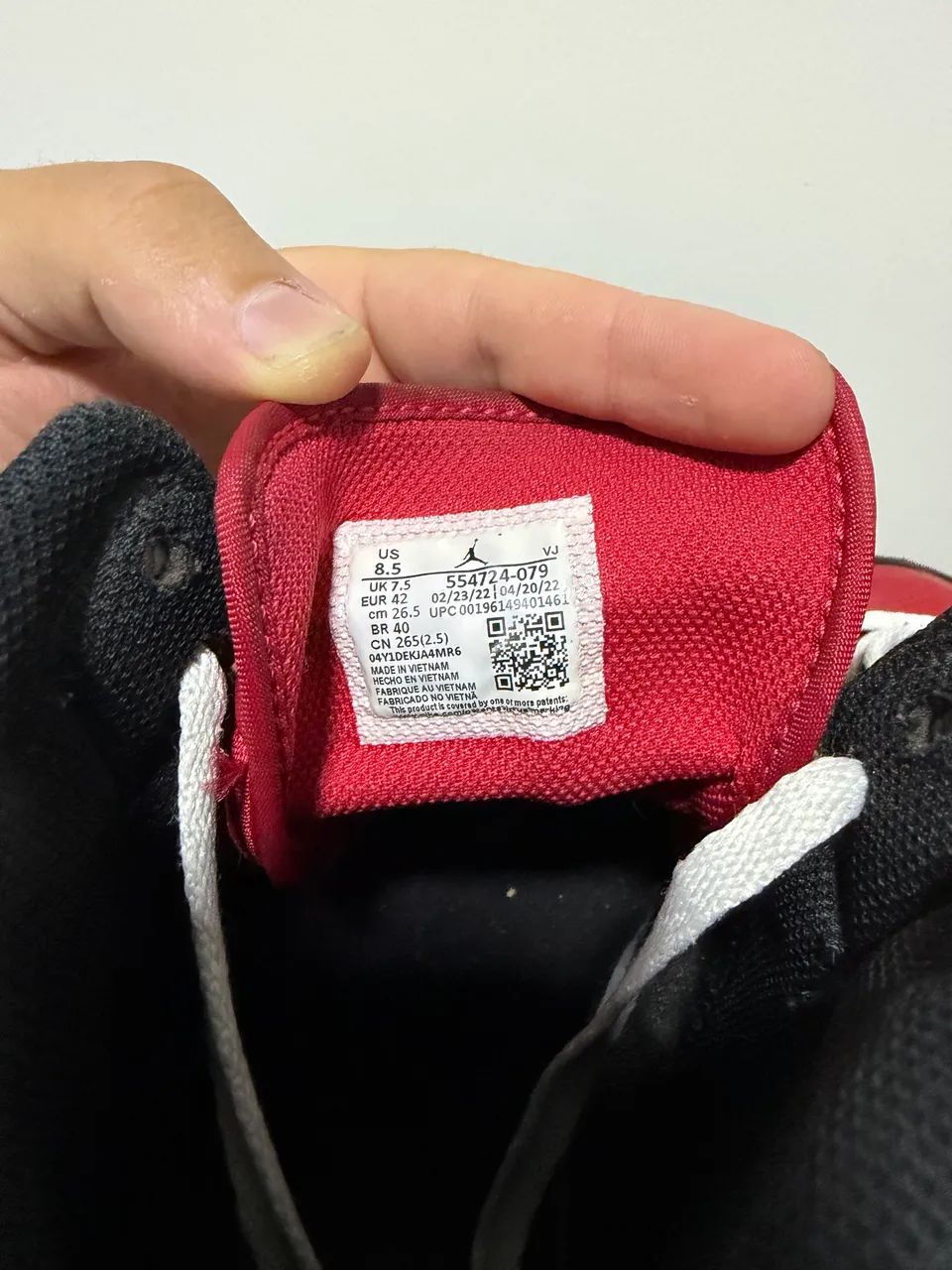 AIR JORDAN 1 MID BLACK/FIRE RED-WHITE ORIGINAL 40BR  - Foto 5