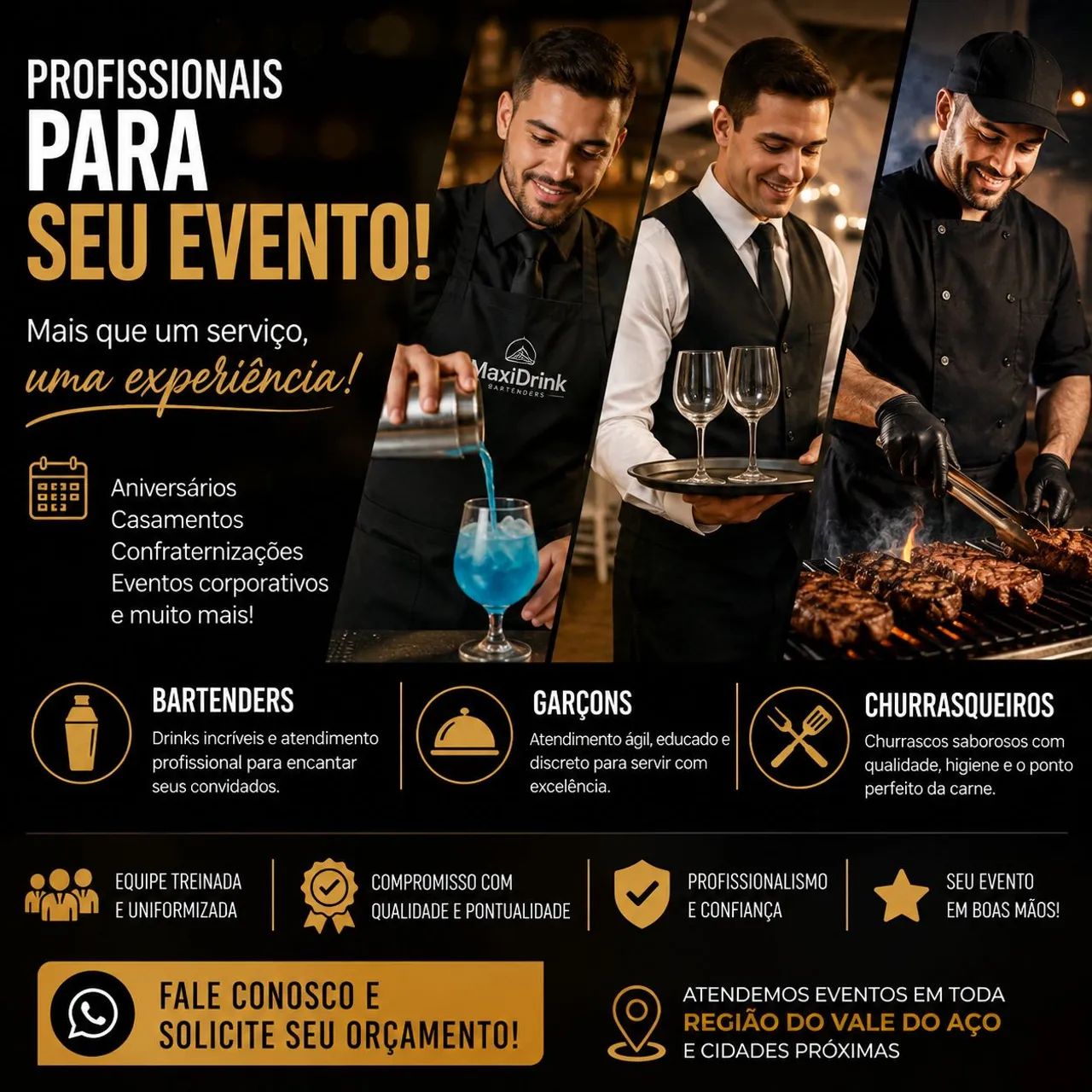 Bartender, Garçom e Churrasqueiro para Eventos