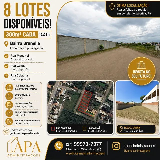 8 Lotes à venda no bairro Brunella