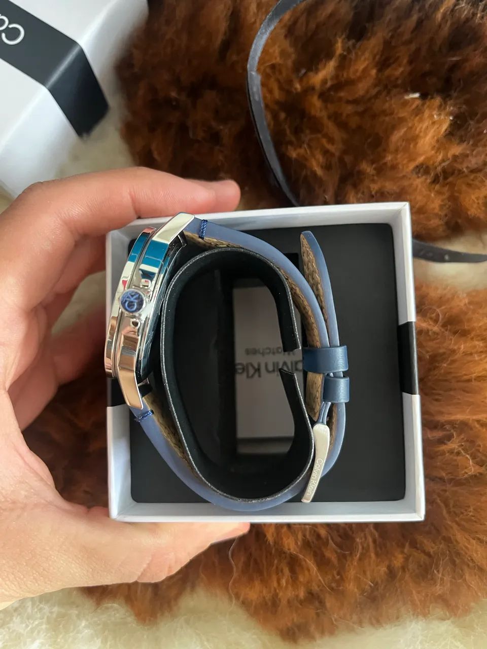 RELÓGIO CALVIN KLEIN CK RESET MASCULINO EM COURO AZUL - Foto 4