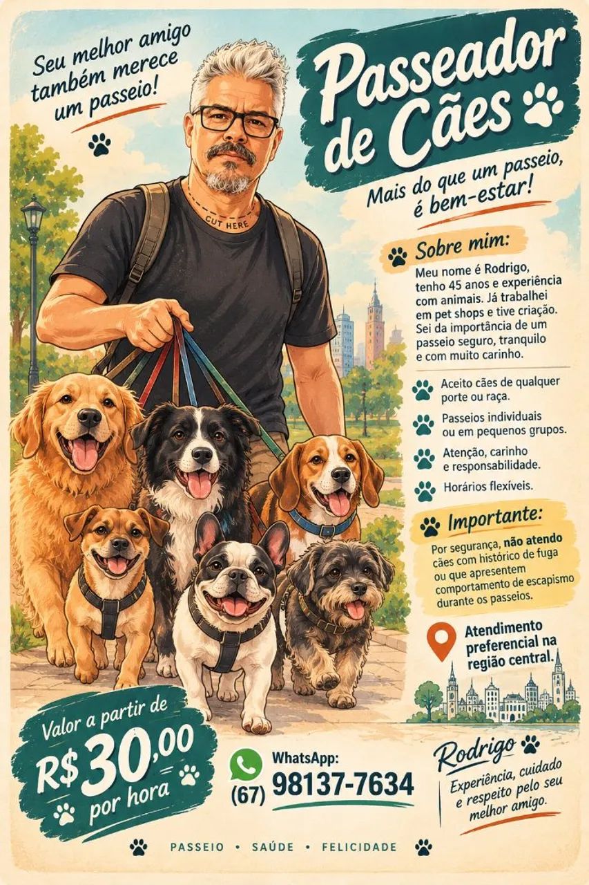 Passeador de cães- Região Central