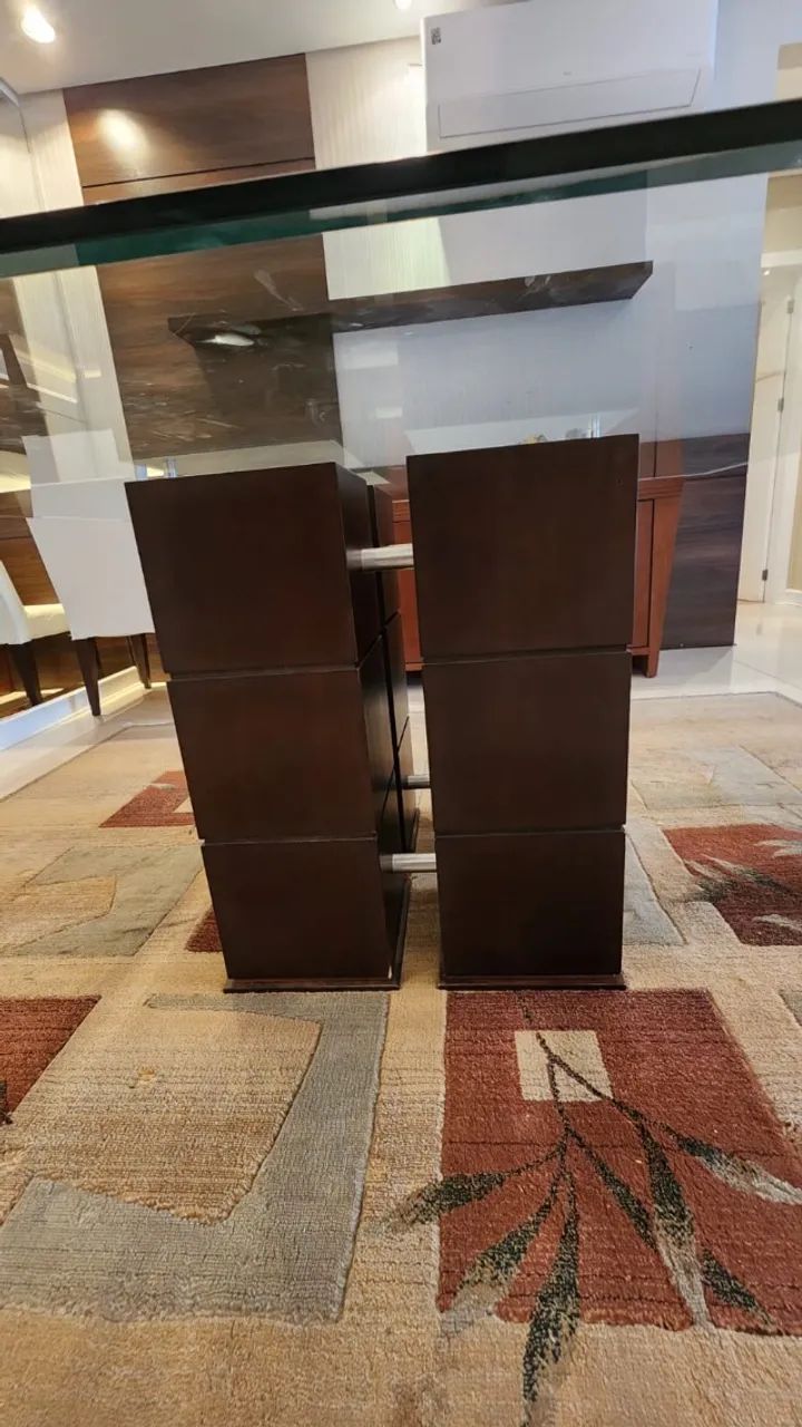 Mesa de Jantar Quadrada Vidro e Madeira - Foto 3