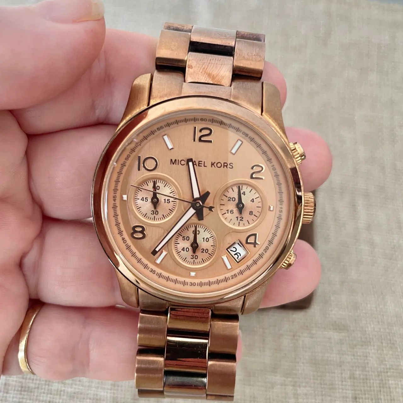 Relógio Michael Kors MK5128 Runway Original - Ouro Rosa - Foto 5