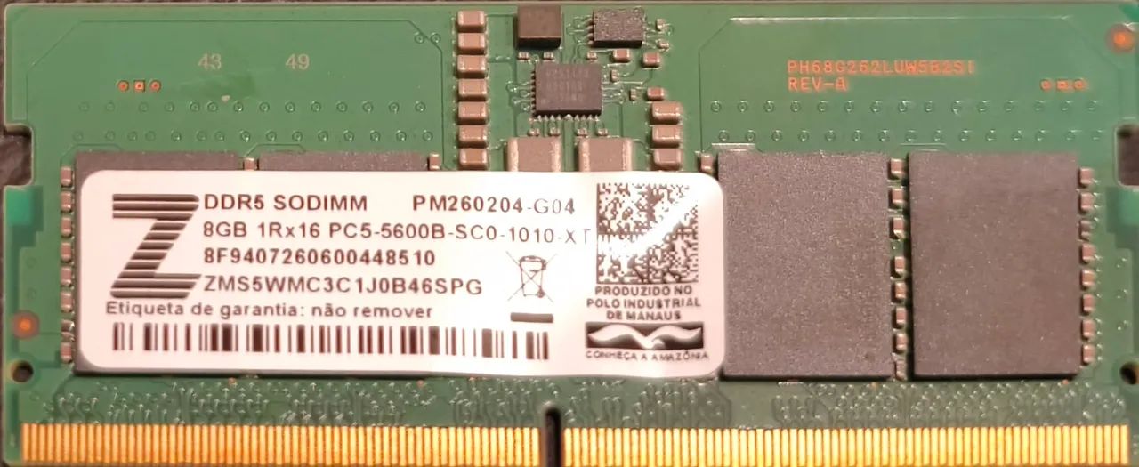 Memória Ram 8GB DDR5 Notebook