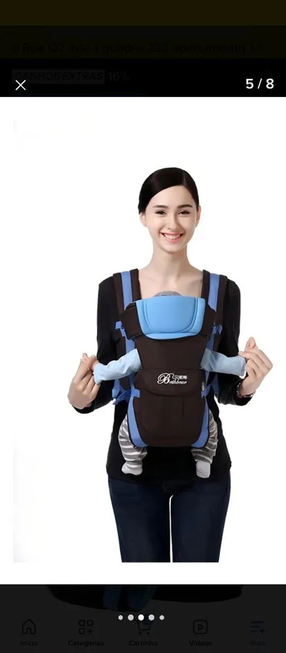 Bolsa canguru para bebê nova usada uma vez - Foto 2
