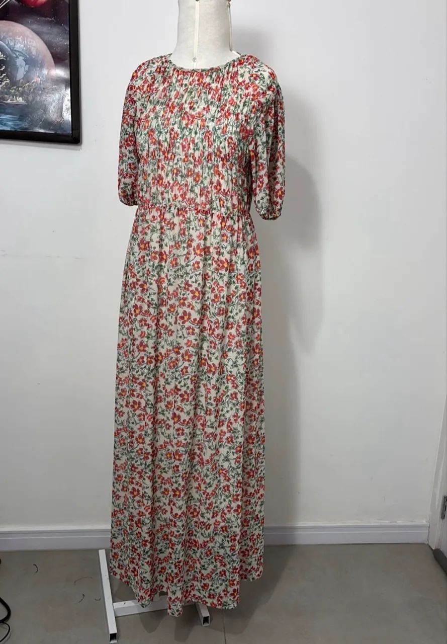 vestido longo zara florido m