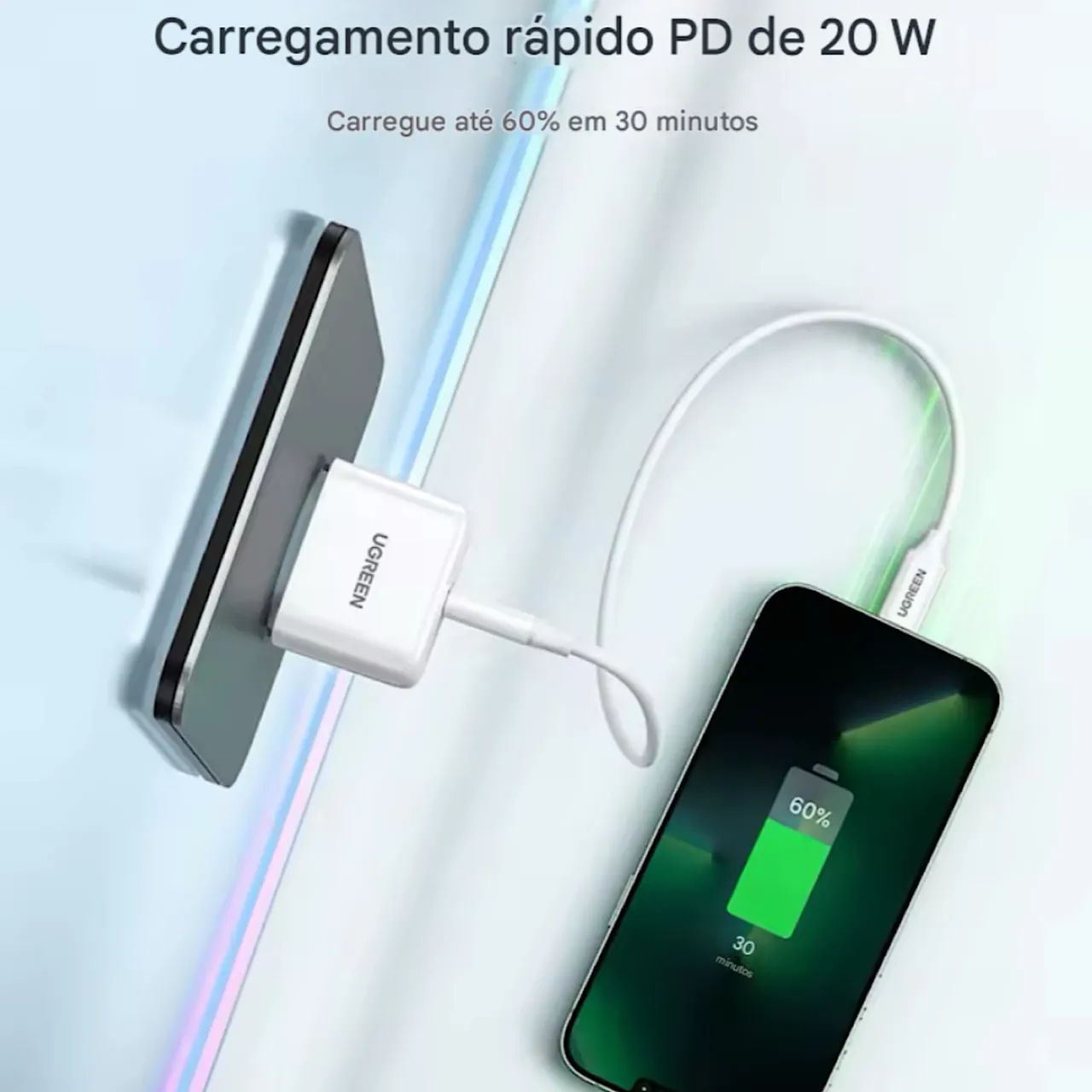 Carregador Ugreen Para IPhone Android Samsung Turbo Fonte USB C - Foto 3