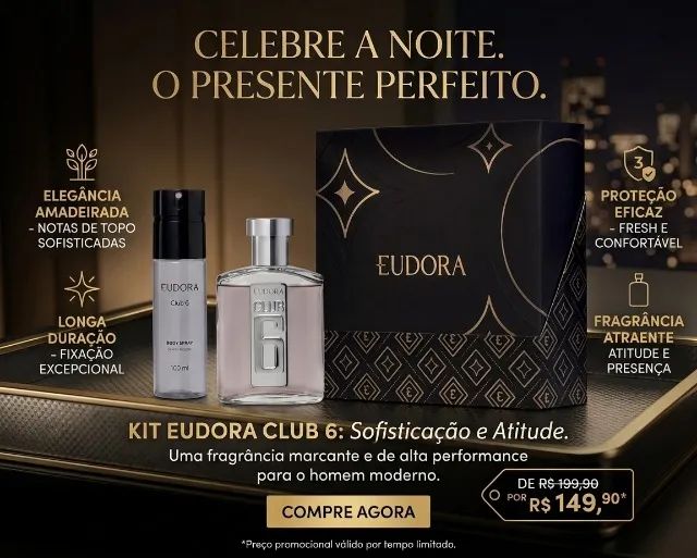 Kit Perfume Eudora Club 6 + Body Spray - O Presente Perfeito