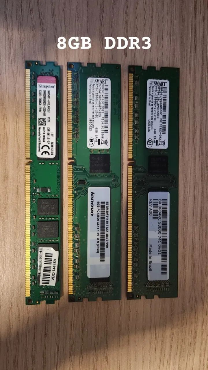 Kit 3 memórias RAM DDR3 8GB - (Vendemos por unidade também)