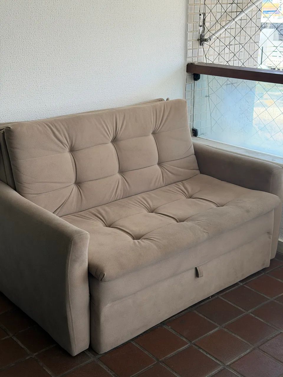 Sofá-Cama 2 Lugares Retrátil/Reclinável Bege - Foto 2