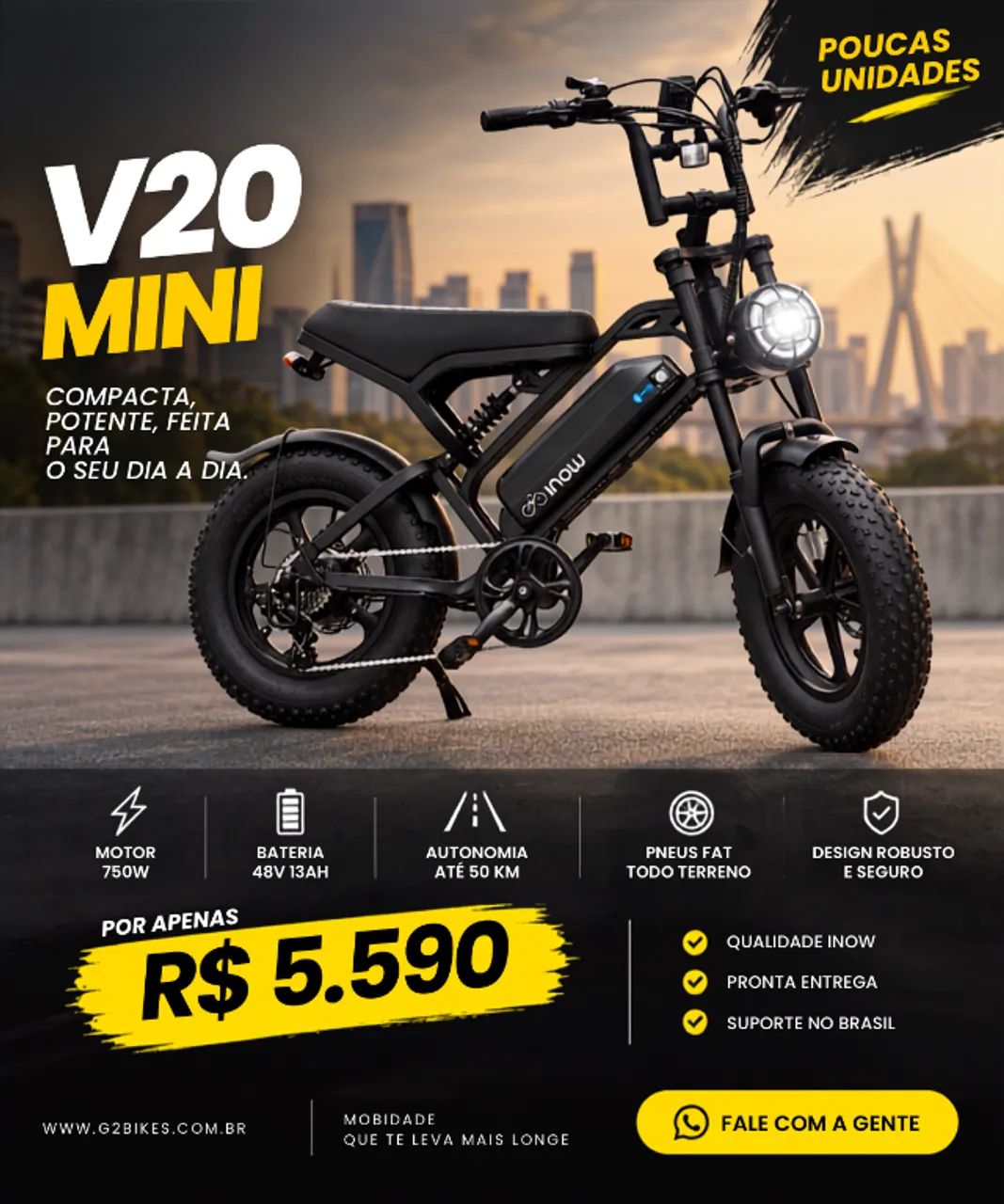 Bicicleta elétrica V20 mini inow bike