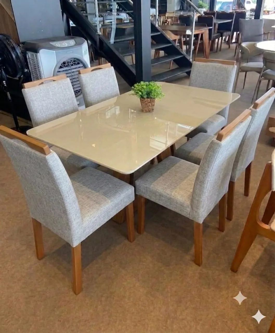 ? _*CONJUNTO DE MESA CELESTE 6 LUGARES VELUDO - Foto 3