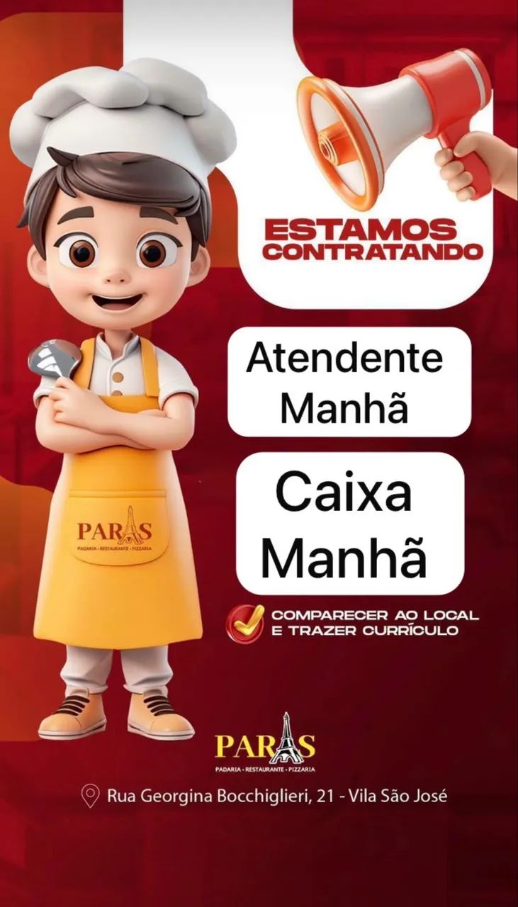 Vaga para atendente/ caixa 