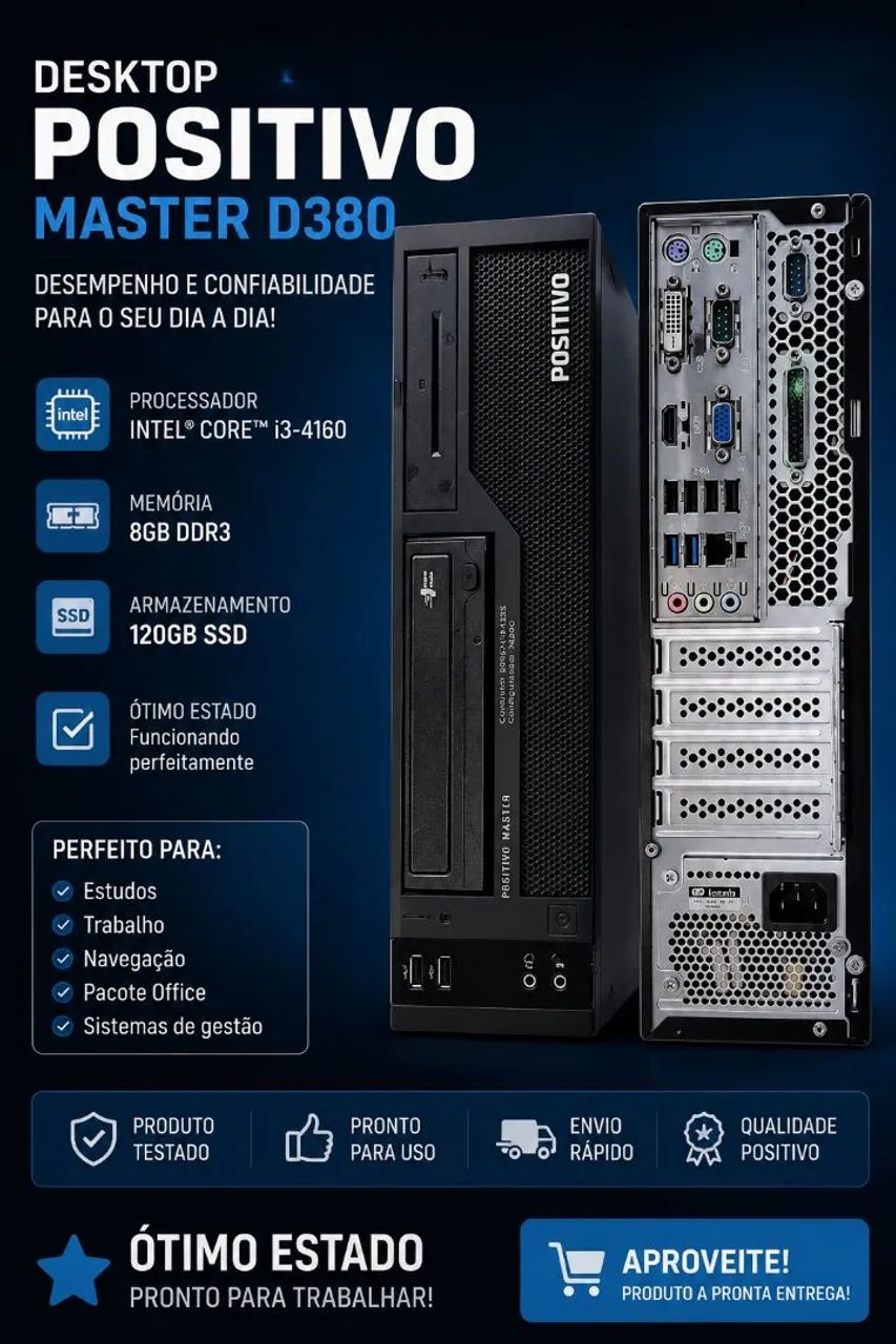 Desktop Positivo Master D380 I3-4160 8gb 120gb Ssd 