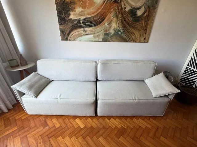 Sofá retrátil cinza 2,60m