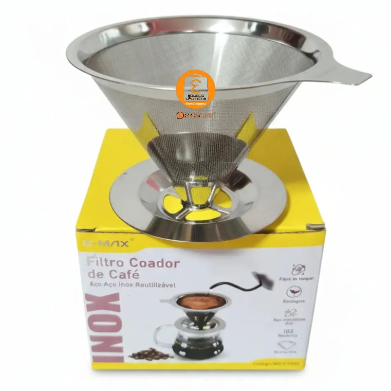 Filtro Coador de Café em Aço Inox REUTILIZÁVEL BM-F1033