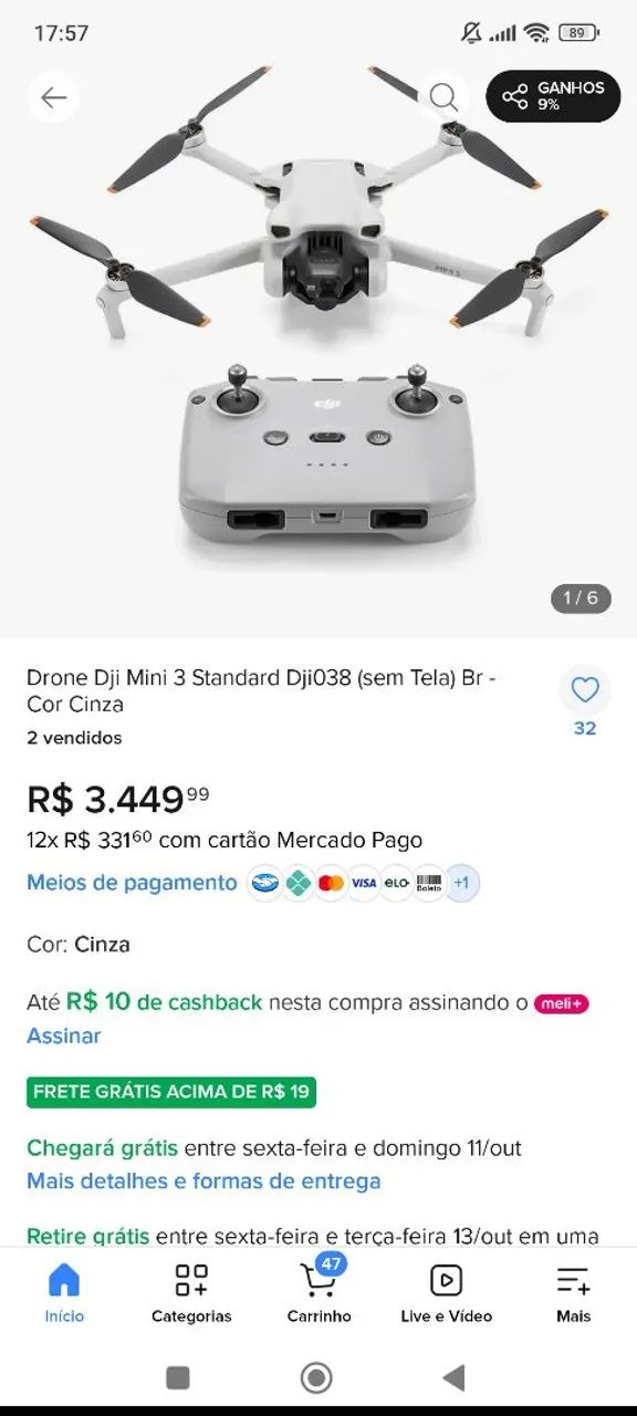 VENDO OU TROCO DRONE DJI MINI 3  - Foto 5