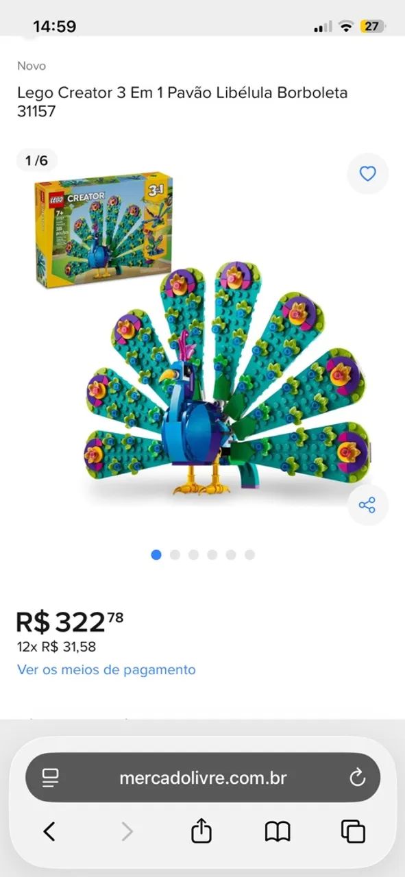 LEGO Creator 3 em 1 Pavão Exótico - Foto 4