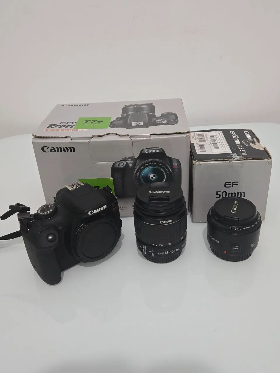 Camera Canon T7 com lentes 18-55mm e 50mm na caixa tudo novo apenas com cliques de teste - Foto 2