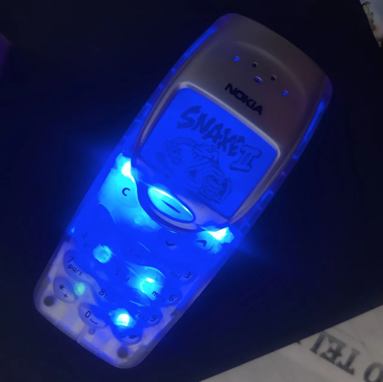 Nokia 3310 celular antigo TRANSPARENTE LED AZUL DE CHIP 