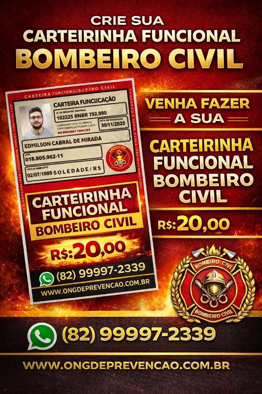 CARTEIRINHA BOMBEIRO CIVIL 