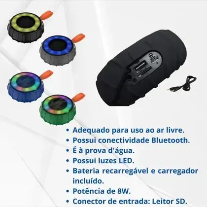 Caixa De Som Portátil Bluetooth Resistente A Água - Foto 3