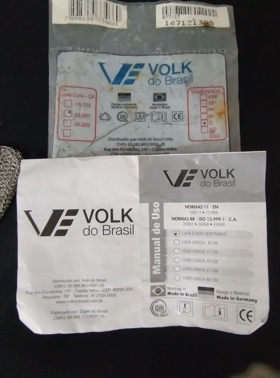 Luva De Malha De Aço Volk Do Brasil Anticorte - Nova (NUNCA USADA) - Foto 2